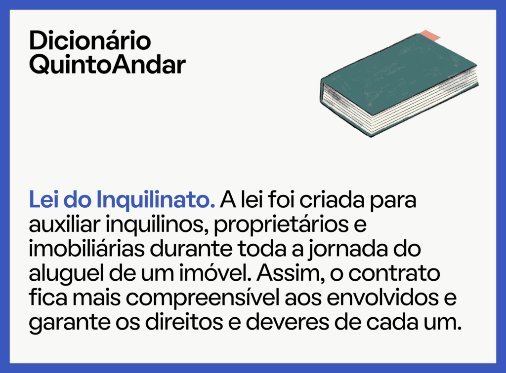 Foto que ilustra matéria sobre lei do inquilinato mostra o dicionário QuintoAndar sobre o que diz a lei do inquilinato