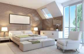Quarto de casal de luxo. Imagem disponível em Canva.
