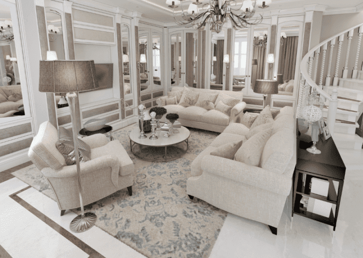 Sala de visitas com decoração clássica. Imagem disponível em Canva.