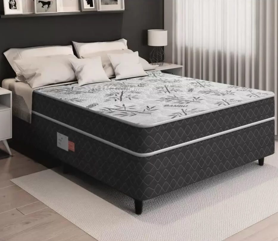 Cama conjugada, com o colchão como parte da estrutura da base