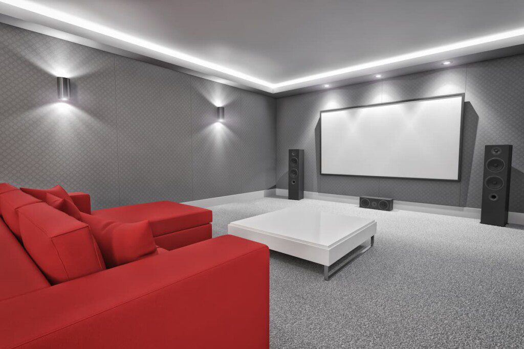 Sala de cinema em casa completa.