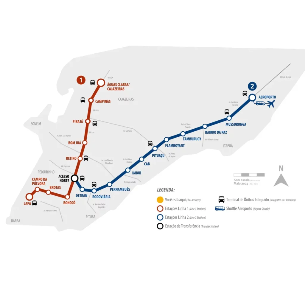 Imagem do mapa do metrô de Salvador. Crédito de imagem: CCR Metrô Bahi