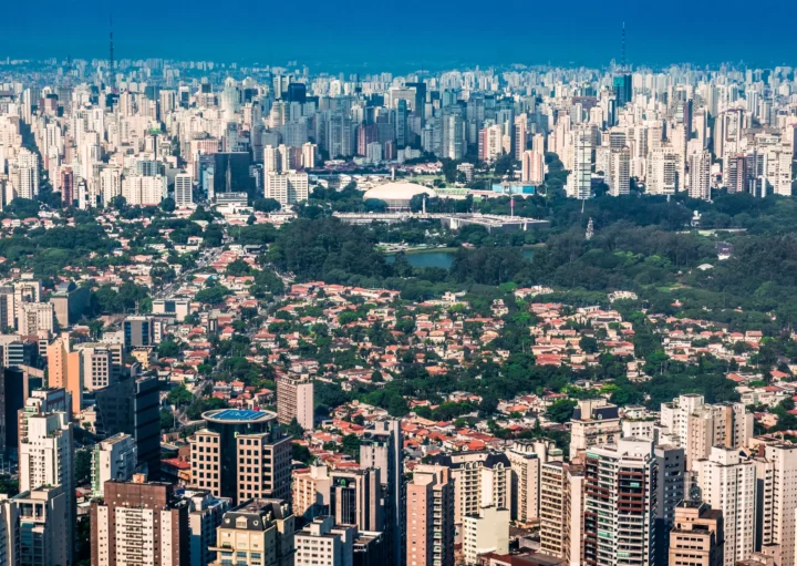 Vista aérea do bairro Moema de São Paulo.