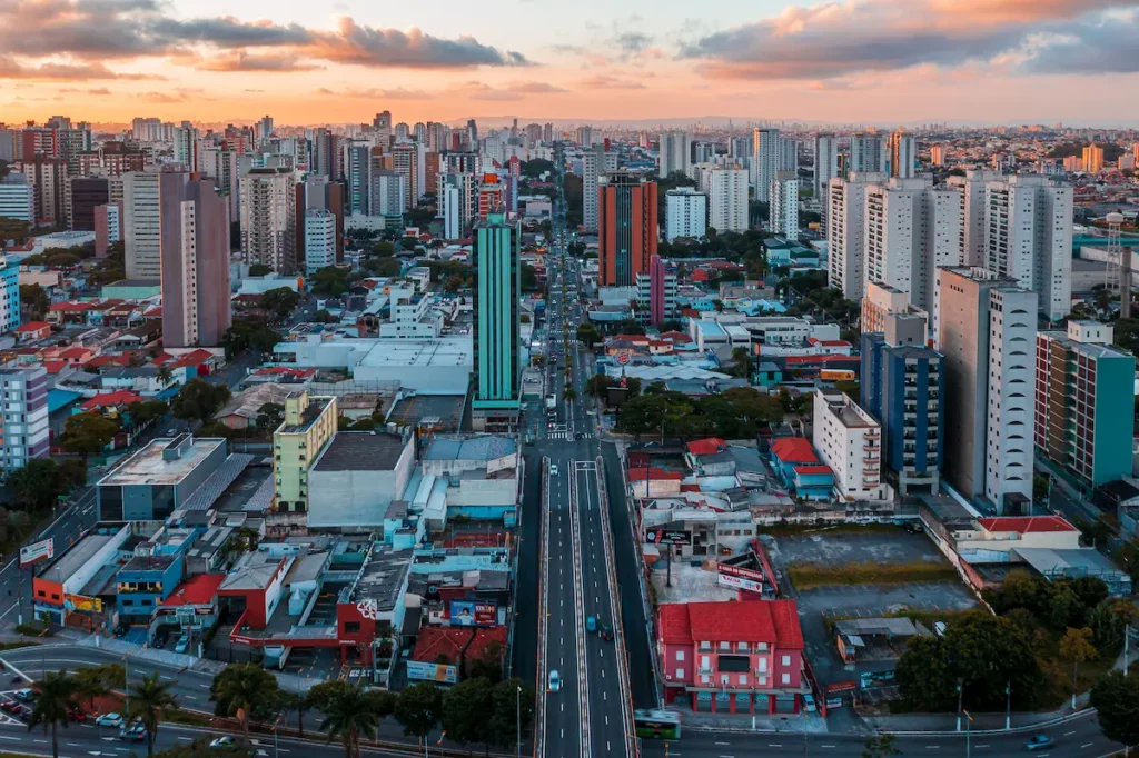 Imagem aérea da Avenida Dom Pedro em Santo André
