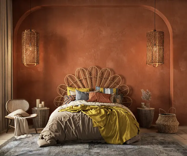 Foto de um quarto feminino no estilo boho chic.